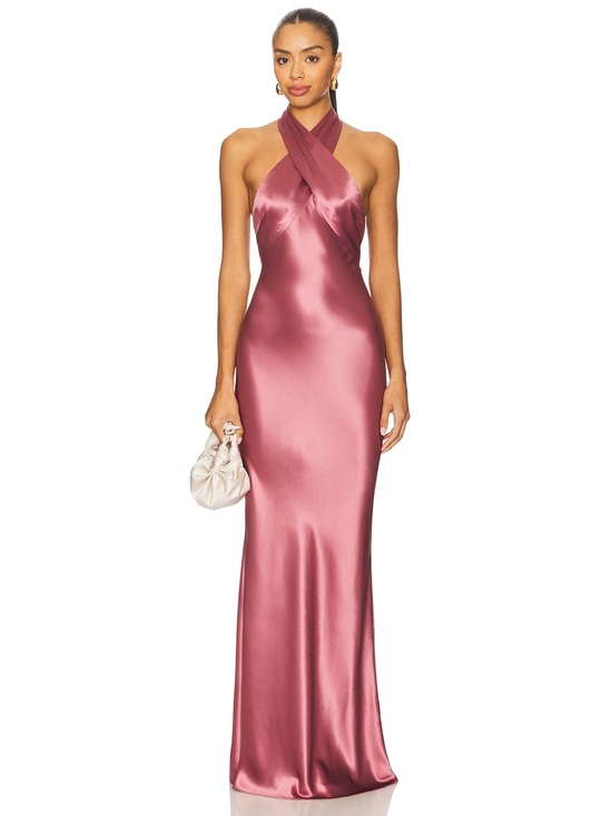 Retrofete Dresses & Skirts - Retrofête Wrenley Rose Satin Halter Gown Gala Old Money Quiet Luxury NWT